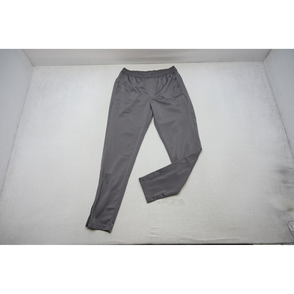 Adidas Track Pants Mens Medium Grey Tapered Ankle Zip Athletic Excellent